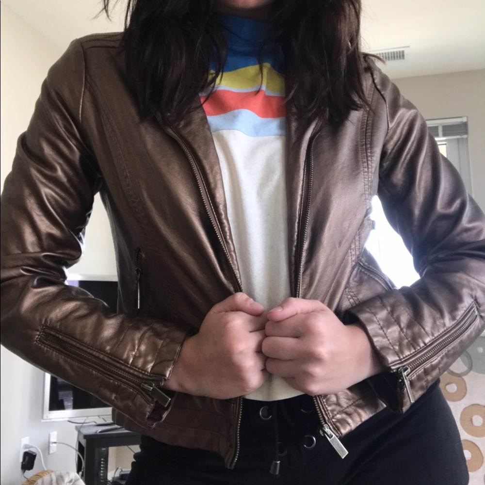 NYC & CO rose gold leather jacket