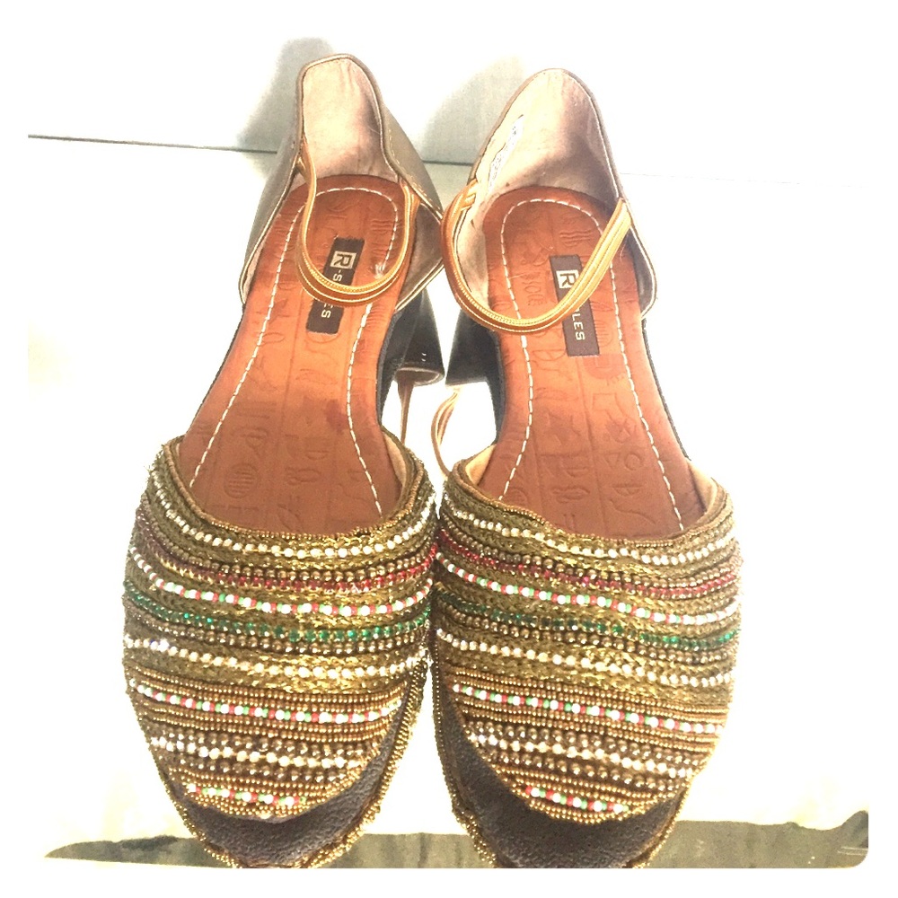 Beautiful hand beaded flats from India