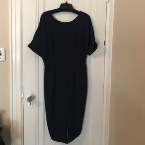 Navy Midi Dress with Slit