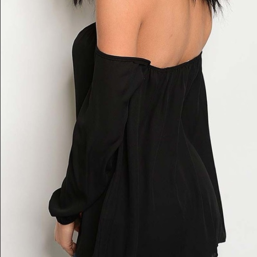 BLACK FRIDAY SALE! Black Off Shoulder Top - Picture 2 of 2