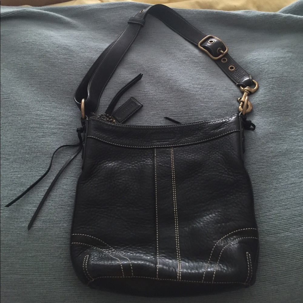 Black leather Coach purse