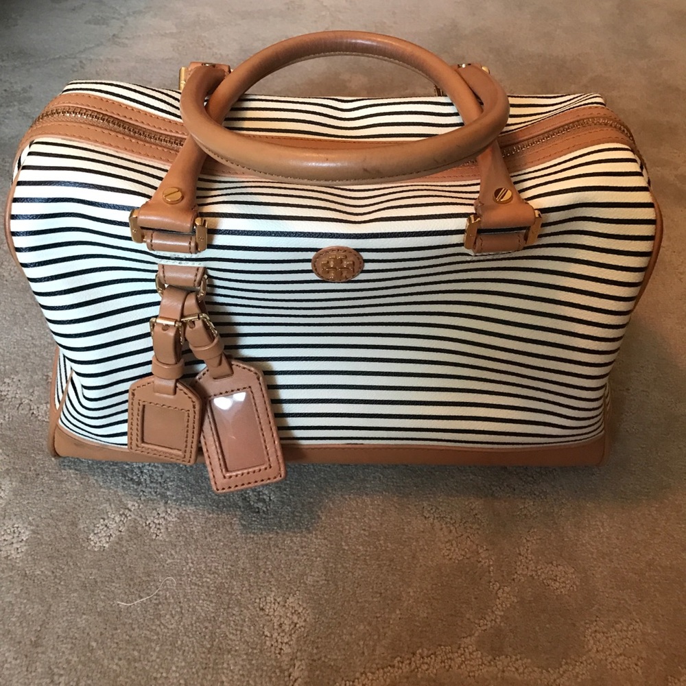 Navy White Strip Tory Burch Bag