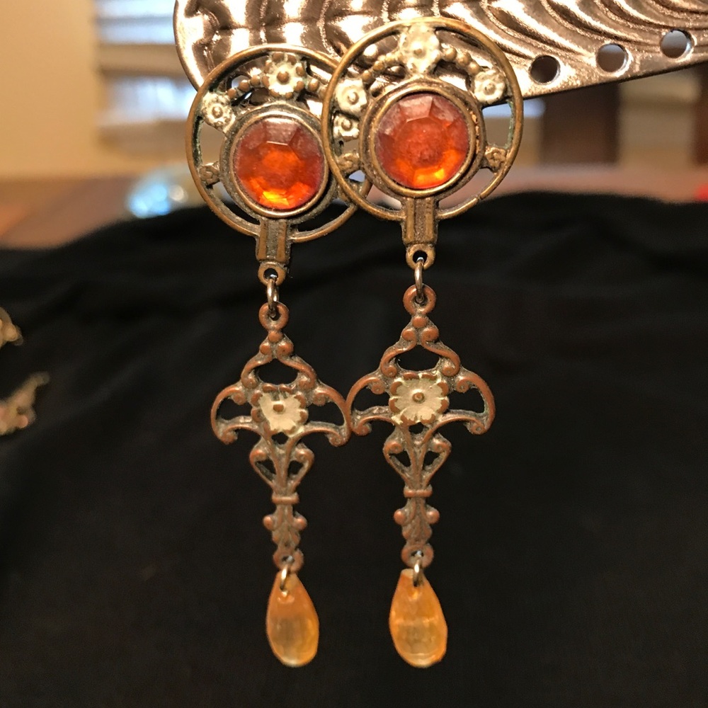 Gold boho dangling earrings
