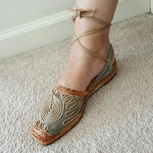 Stuart Weitzman Rope Tie Up Sandals