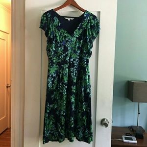 Boden Green Leaf Print Dress