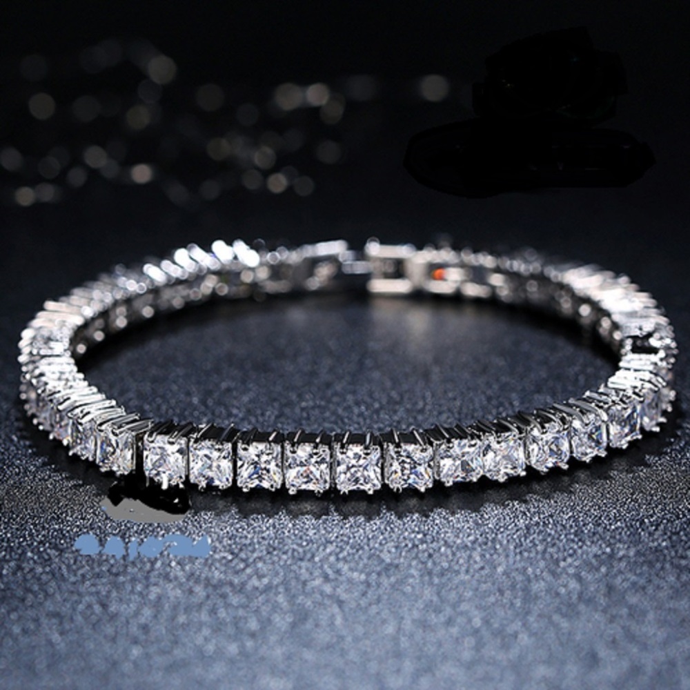 Princess Cut Bracelet 18K white gold filled