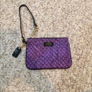 Purple snake skin pattern COACH clutch