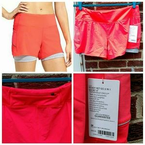 NWT red Medium Athleta Ready set go 2-in-1 short