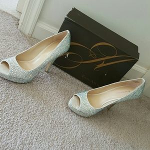 Iridescent stone enzo angiolini high heels
