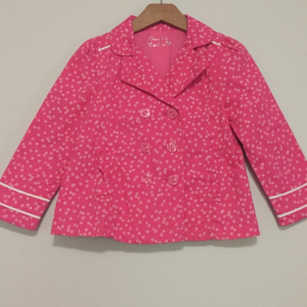 White Floral & Pink Pea Coat