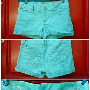 EUC sz 6 Lilly Pulitzer polka dot teal shorts