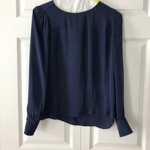 Jcrew navy blouse with sleeve details