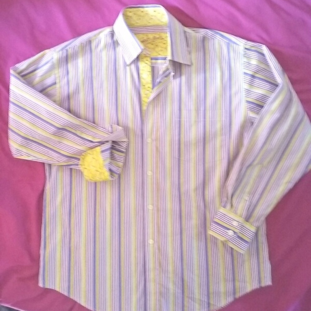 MULTI-COLORED STRIPED COTTON BUTTON DOWN SHIRT
