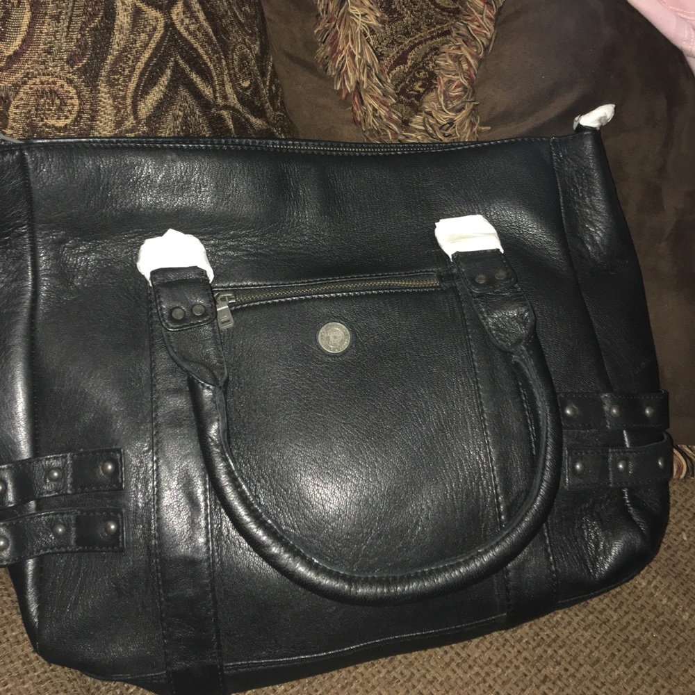 Leather  pocketbook Antiqued metal