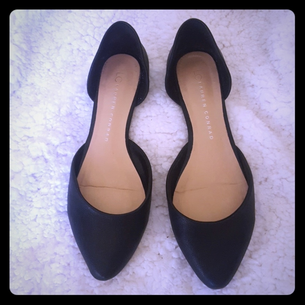 LC Lauren Conrad Black D'Orsay Flats