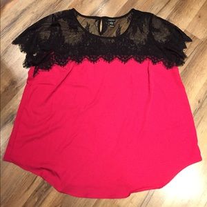 Torrid size 2 lace and satin-like blouse