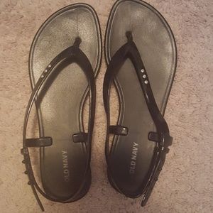 Black old navy sandal with rinestone detail
