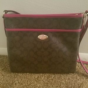 Coach Pink and Brown Crossbody Bag