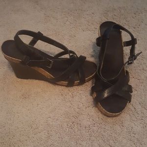 Aerosole black leather Sandals