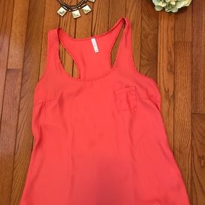 Pink racerback tank with pocket
