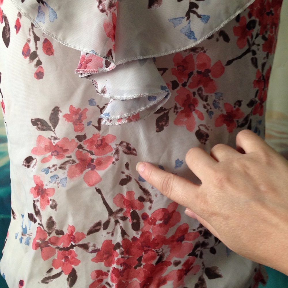 Maurices Floral Ruffle Sheer Blouse Top 12 - Picture 6 of 7