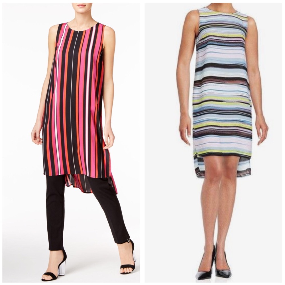 Vince Camuto pink black white high/low tunic dress - Picture 2 of 7