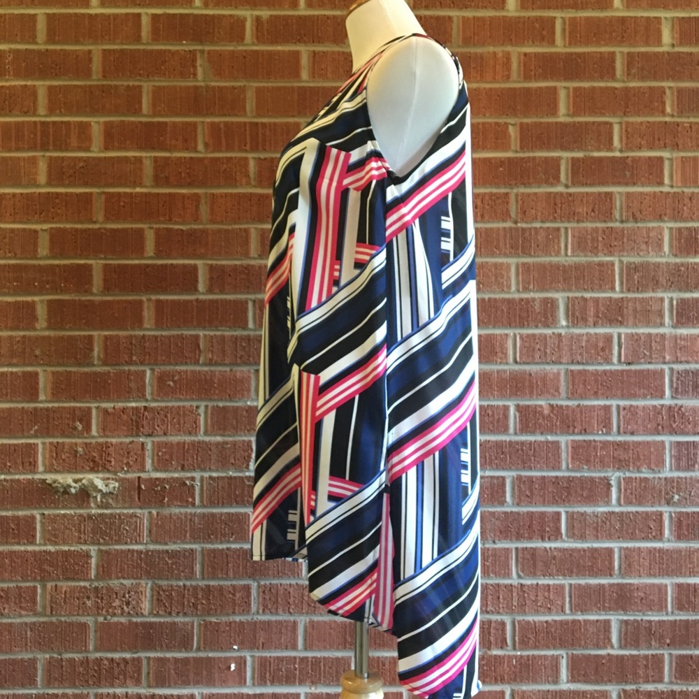 Vince Camuto pink black white high/low tunic dress - Picture 3 of 7