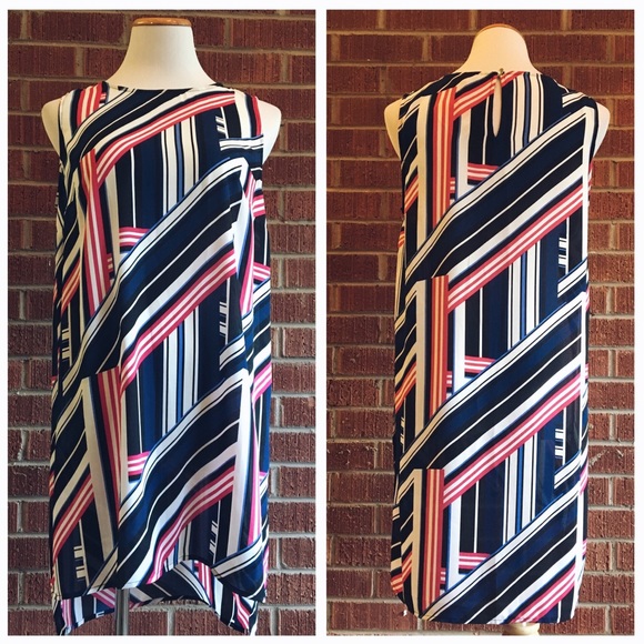 Vince Camuto Tops - Vince Camuto pink black white high/low tunic dress