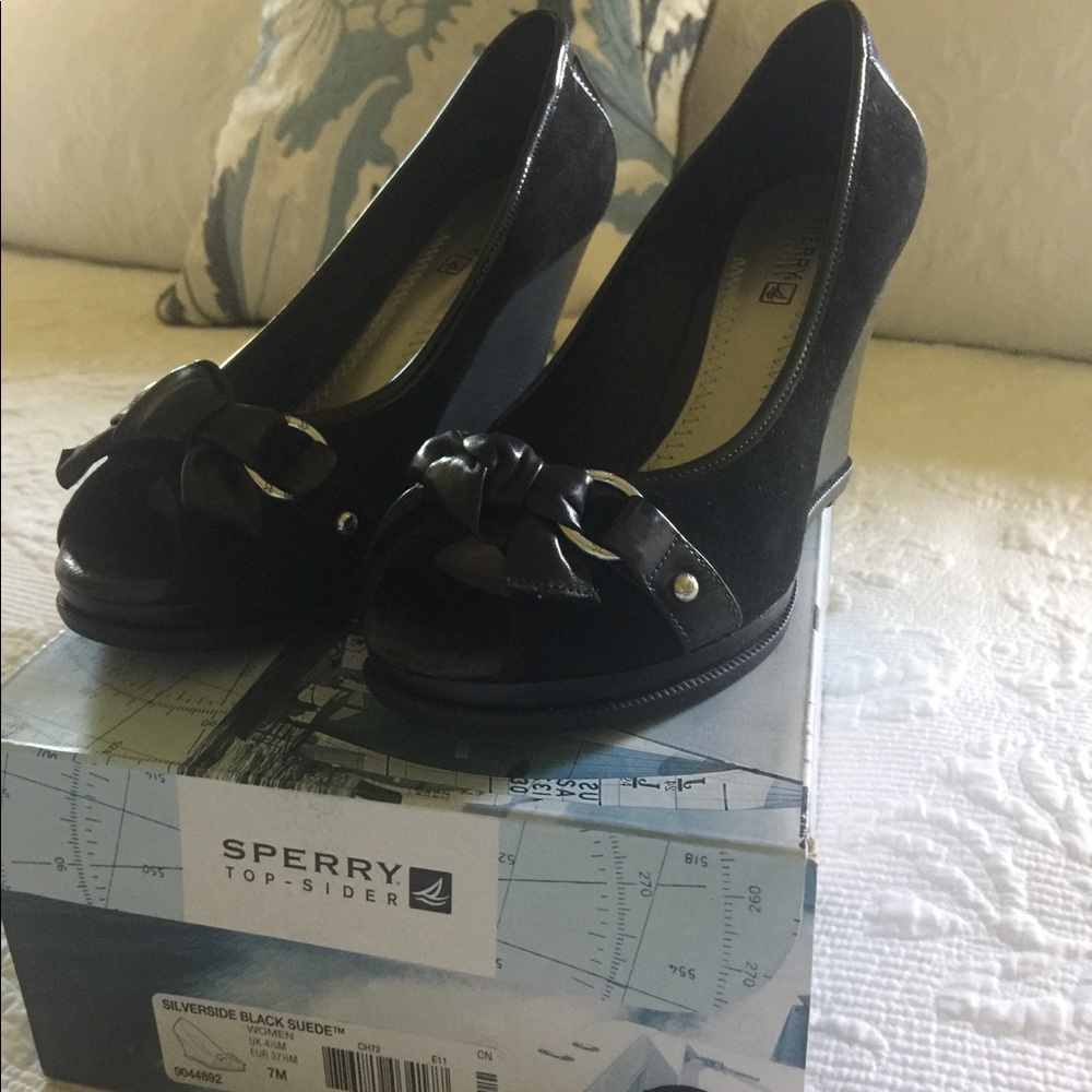 Suede Sperry Top-Sider Peep-toe Wedges