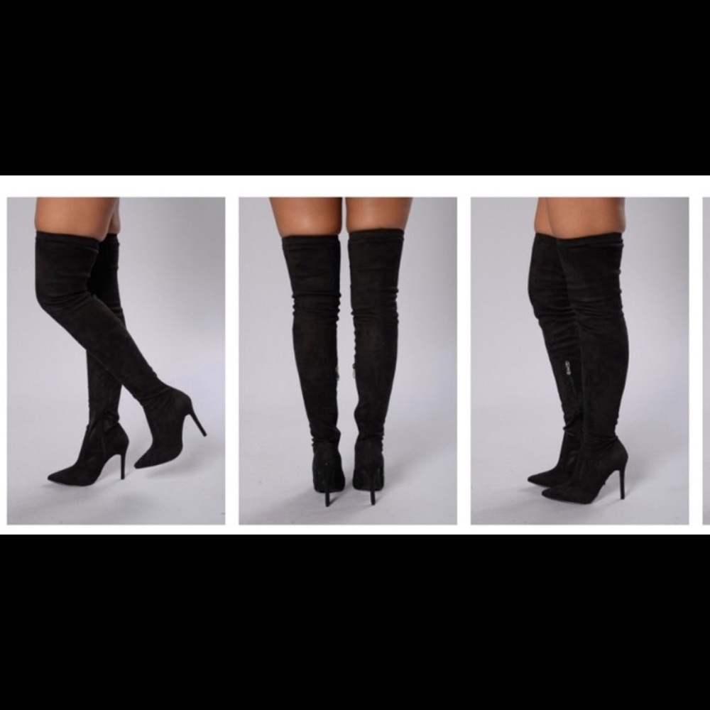 Black thigh high boots