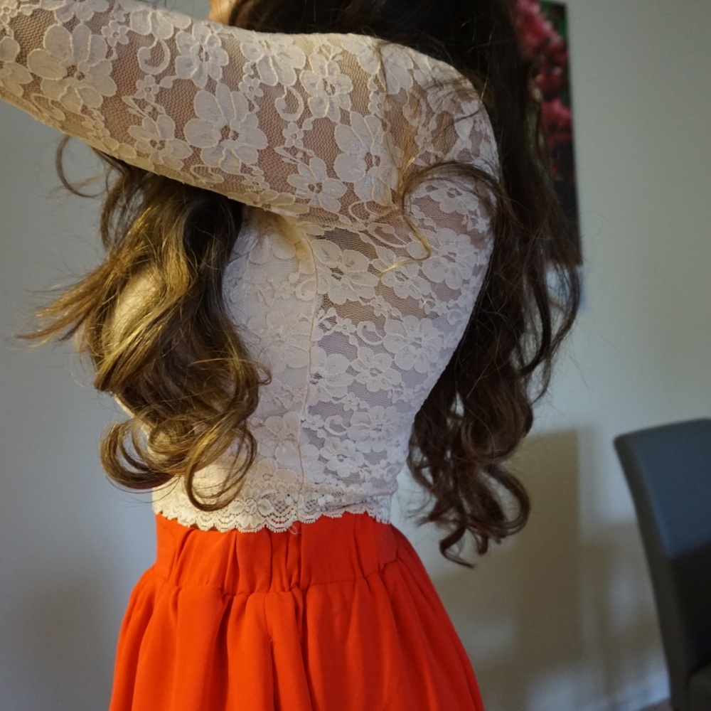 Asymmetric red skirt