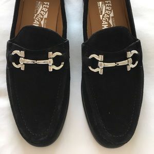 Brand new women’s Ferragamo black suede loafers