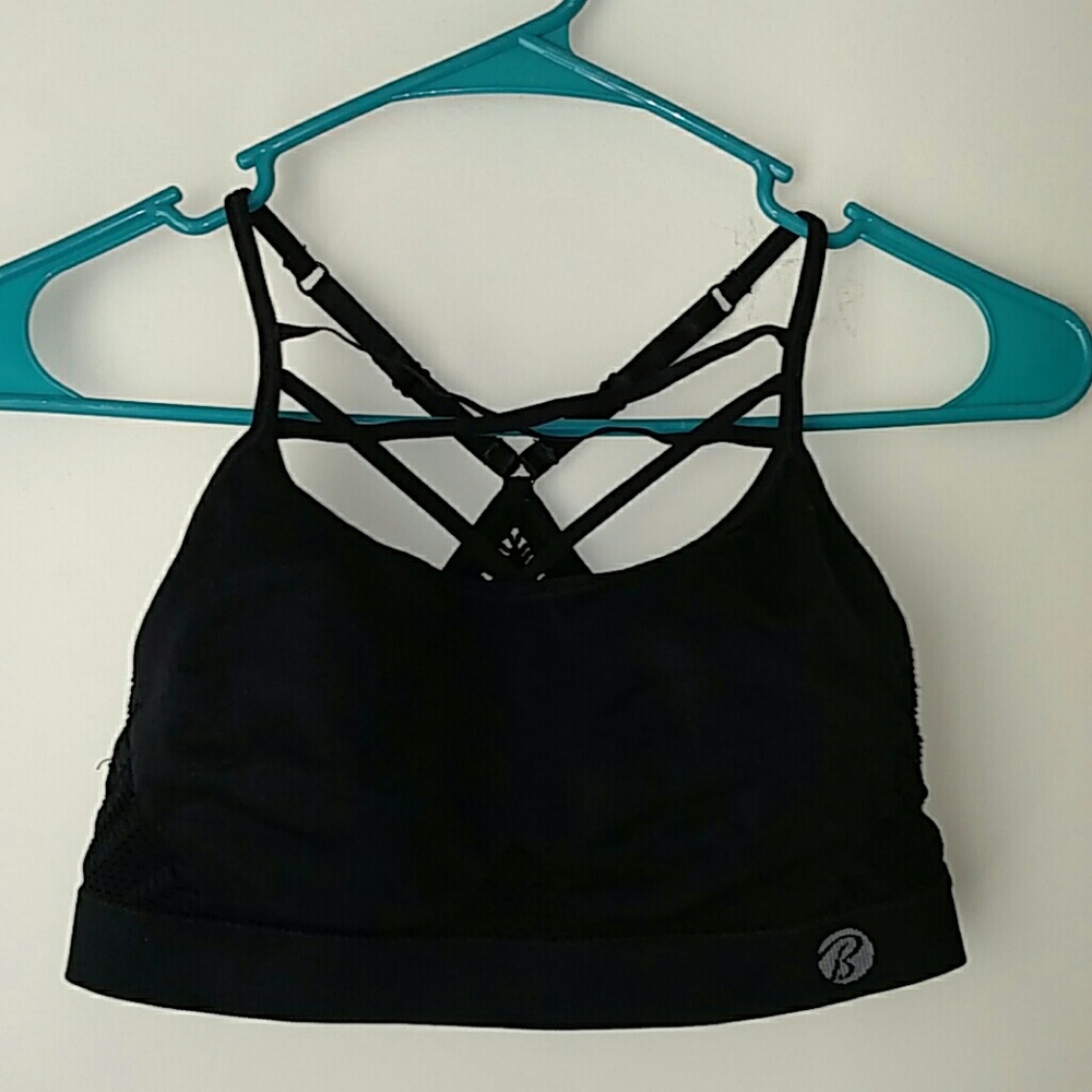 Black sport bra with lace sides