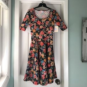 LuLaRoe Navy Floral Nicole Dress XS