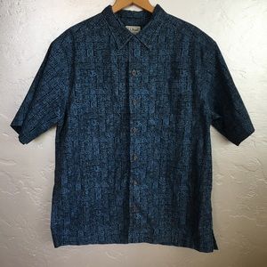 **sold** LL Bean Blue Tribal Mayan Button Up