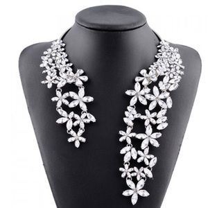Silver and glass evening necklace