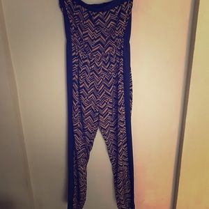 Tan and Navy Romper~ Like New!