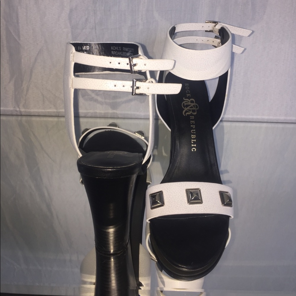 Rock & Republic black and white studded heels