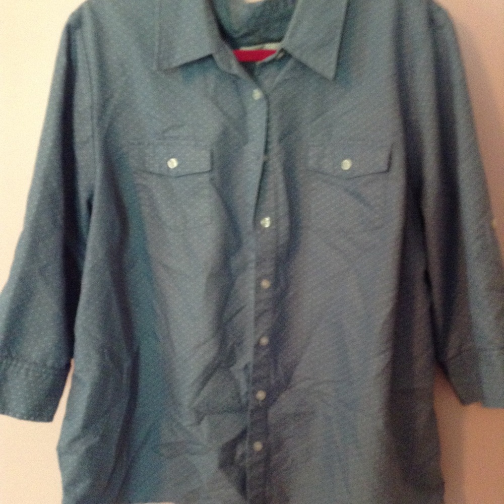 Cj banks 2x button down shirt, blue with tiny dots