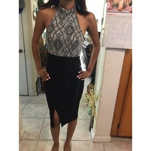 Halter top high split dress