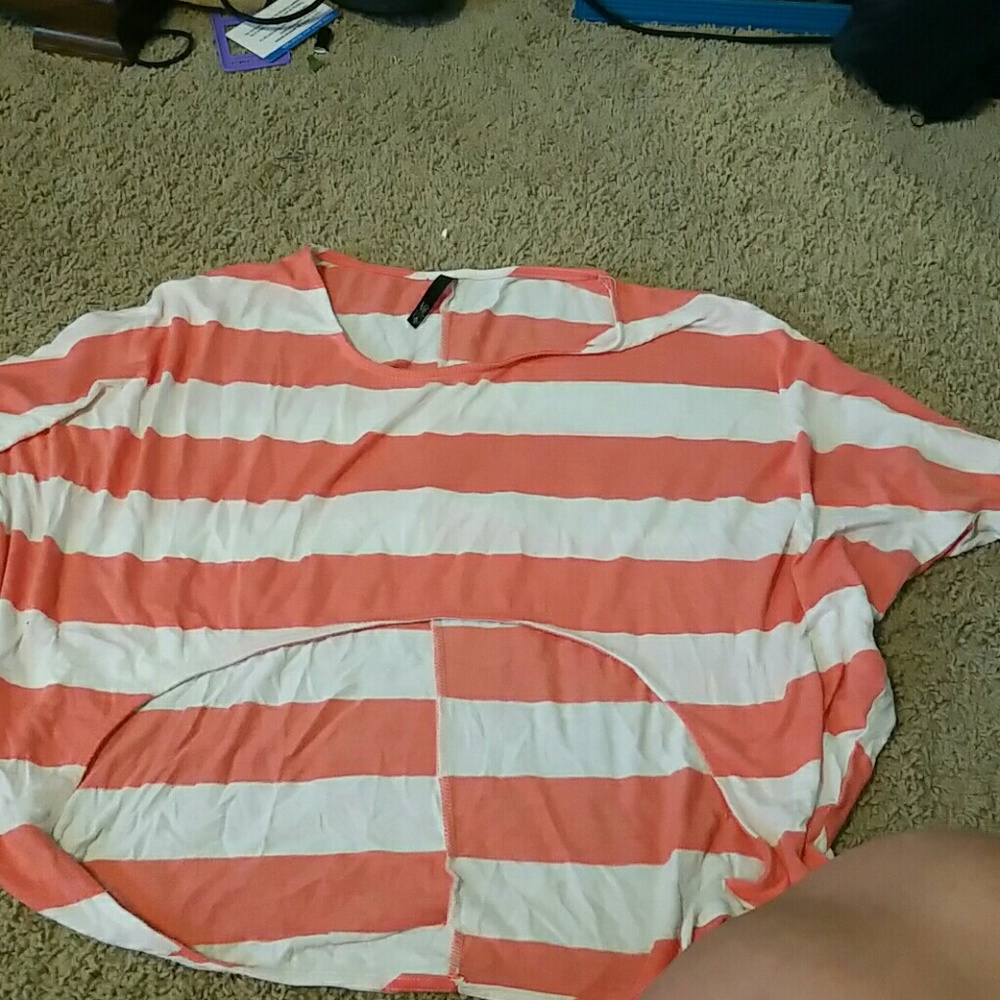 Peach and white stripped crop top