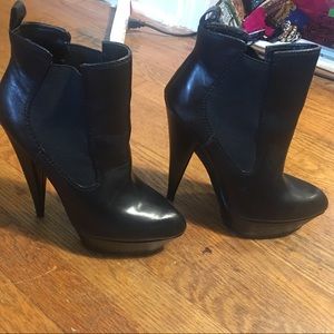 ASOS Platform Black Leather Booties sz 39
