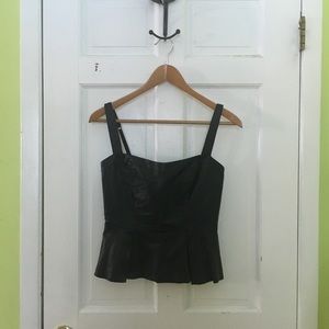 Bebe Black Faux Leather Peplum Tank
