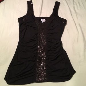 Black sequin top.