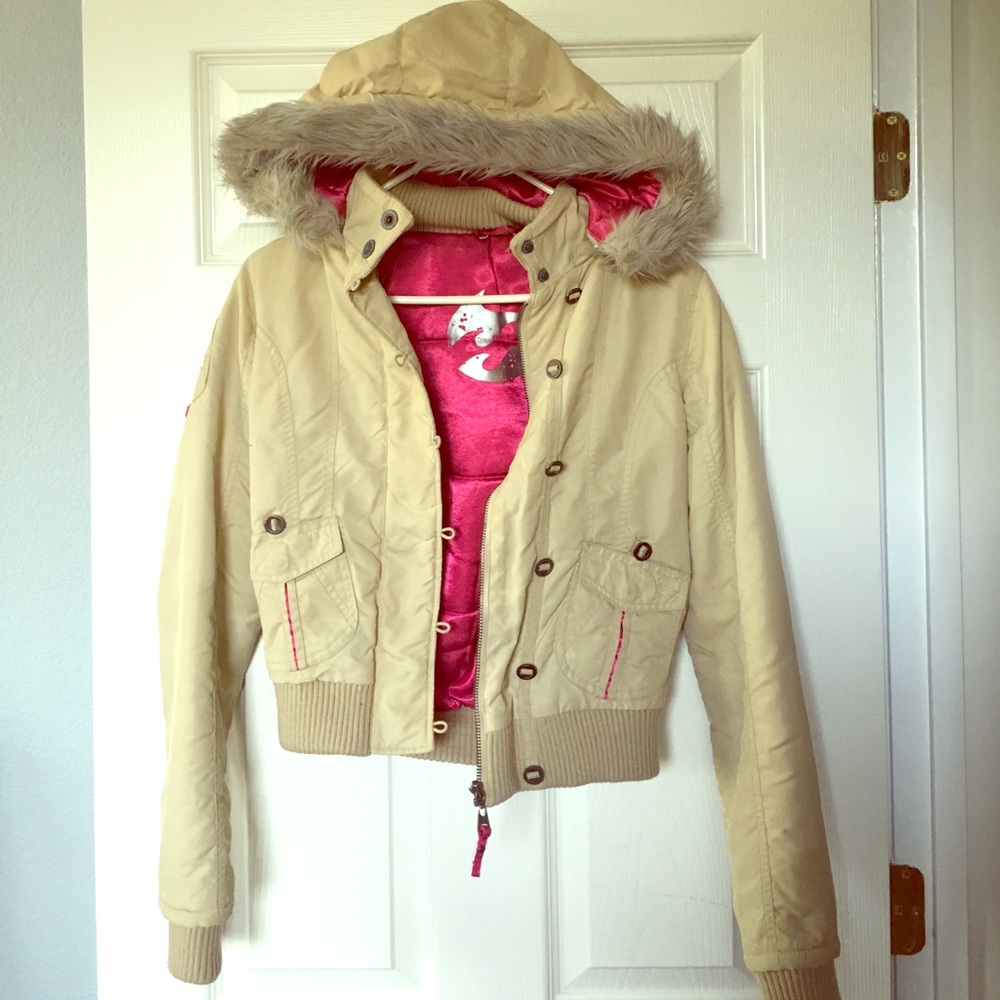 🖤Beige & Pink Metallic Billabong Jacket🖤