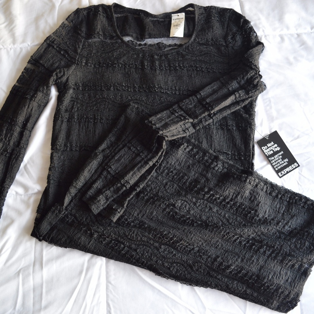 NWT Express long-sleeve black body con dress