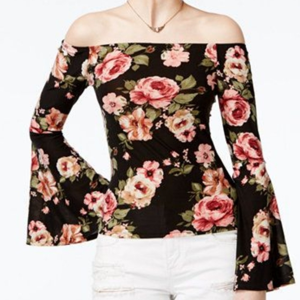 Off the shoulder flared sleeve top