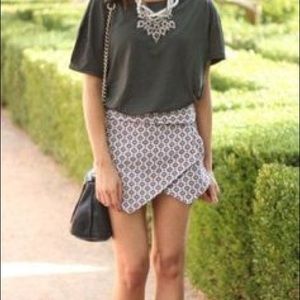 Zara Jacquard Asymmetrical Skirt Skort Shorts S