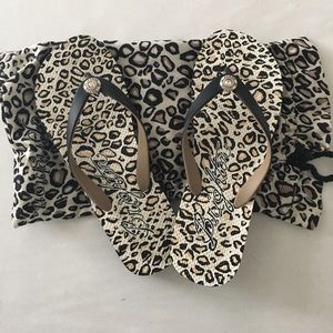 Brighton Cheetah print flip flops NEVER WORN