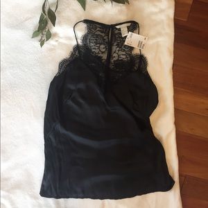 NWT H&M Black Satin Lace Camisole Tank
